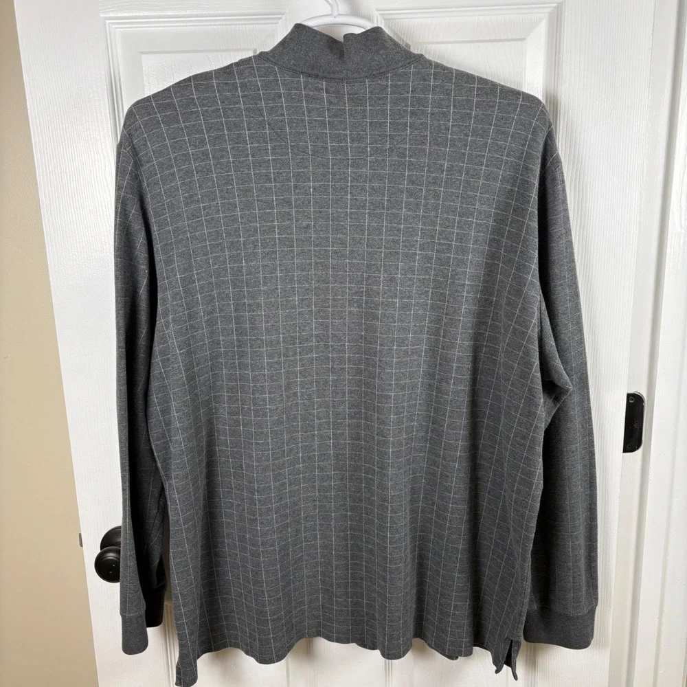 Polo Golf Ralph Lauren 1/4 Zip Pullover XXL Gray Pima Cotton Alpaca Grid Preppy